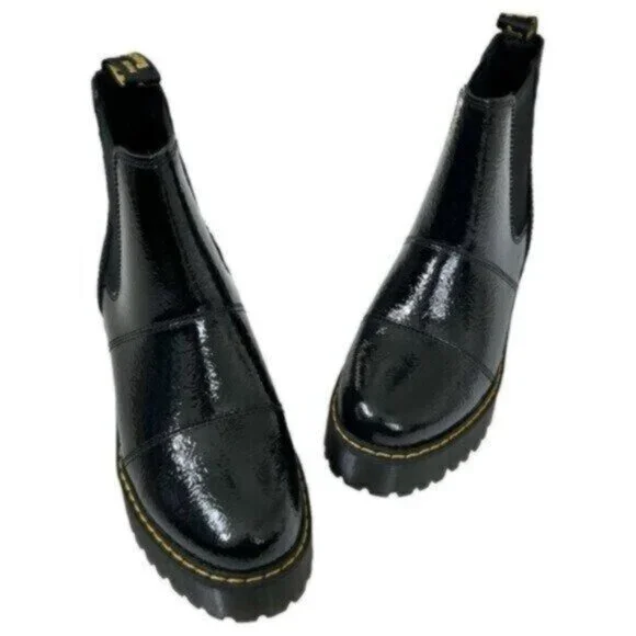 NIB Martens Rozalie Distressed Patent Melbourne Black Heeled